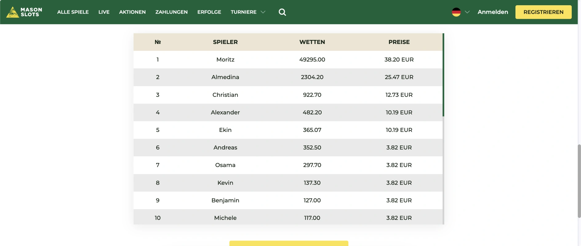 Mason Slots Casino-Plattform